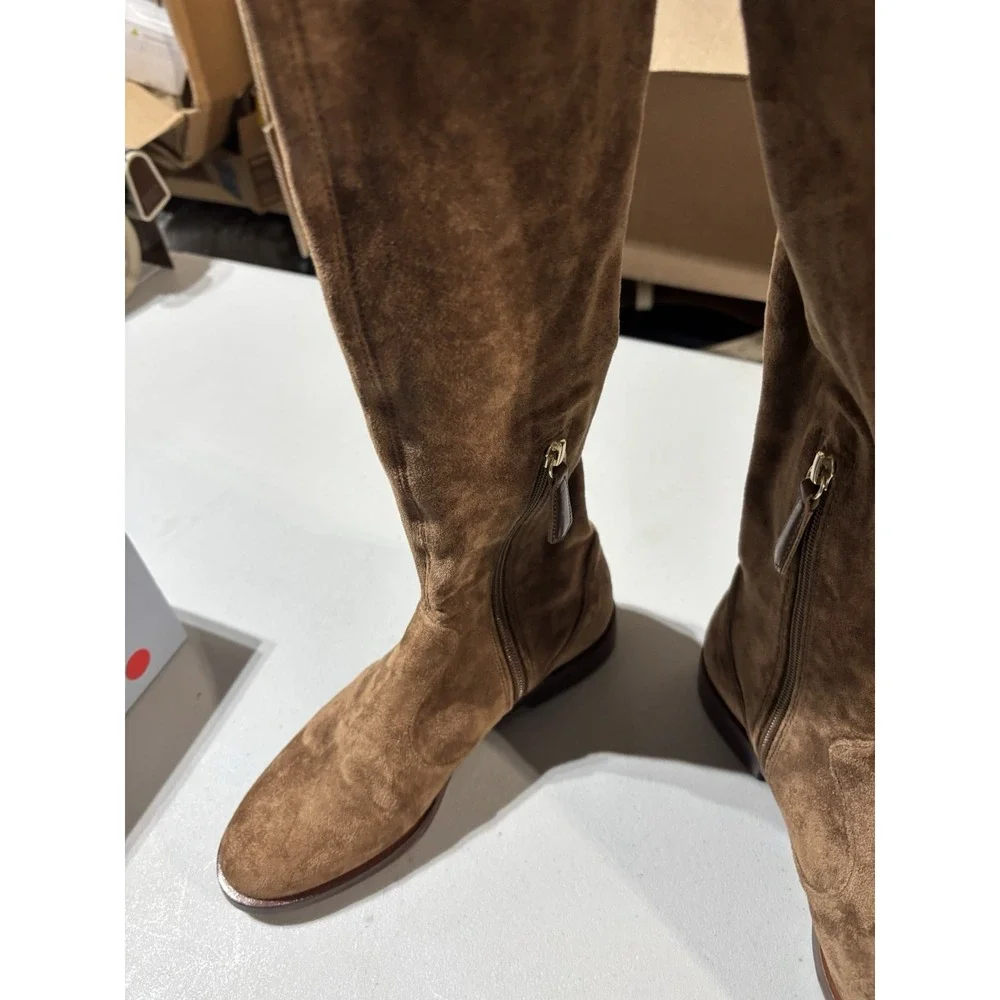 NWB Antonio Melani  Leenna Brown Over The Knee Stretch Flat ‎ Boots Size 6 New